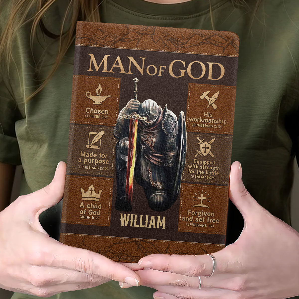 Man Of God - Personalized Leather Cover Notebook GMJSNB200027