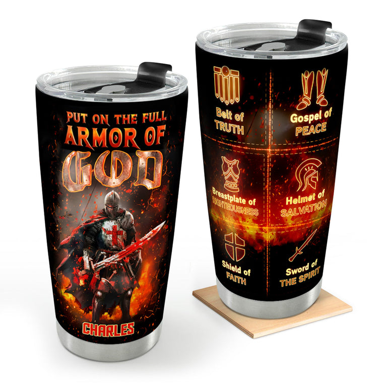 Full Armor of God - Personalized Tumbler - Christian Faith Gift
