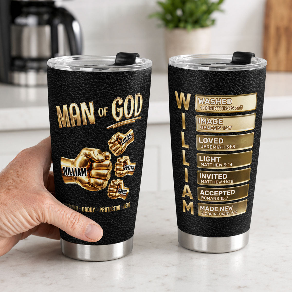 Man Of God Husband Daddy - Personalized Stainless Steel Tumbler