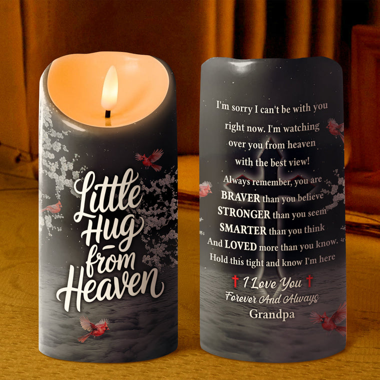 Little Hug From Heaven - Personalized Flameless LED Candle Memorial Keepsake