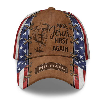 Make Jesus First Again - Personalized Classic Cap - Faith Christian