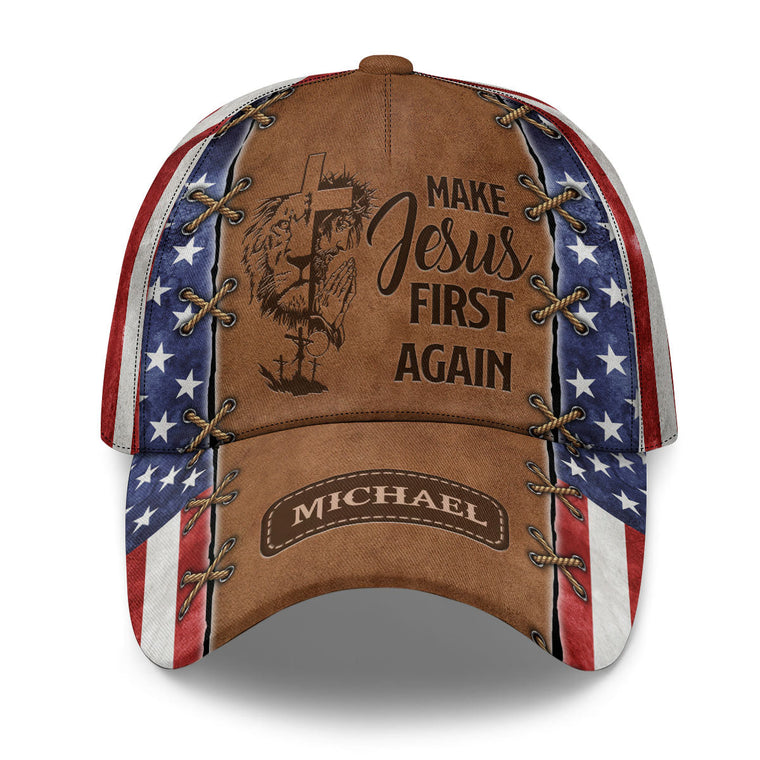 Make Jesus First Again - Personalized Classic Cap - Faith Christian