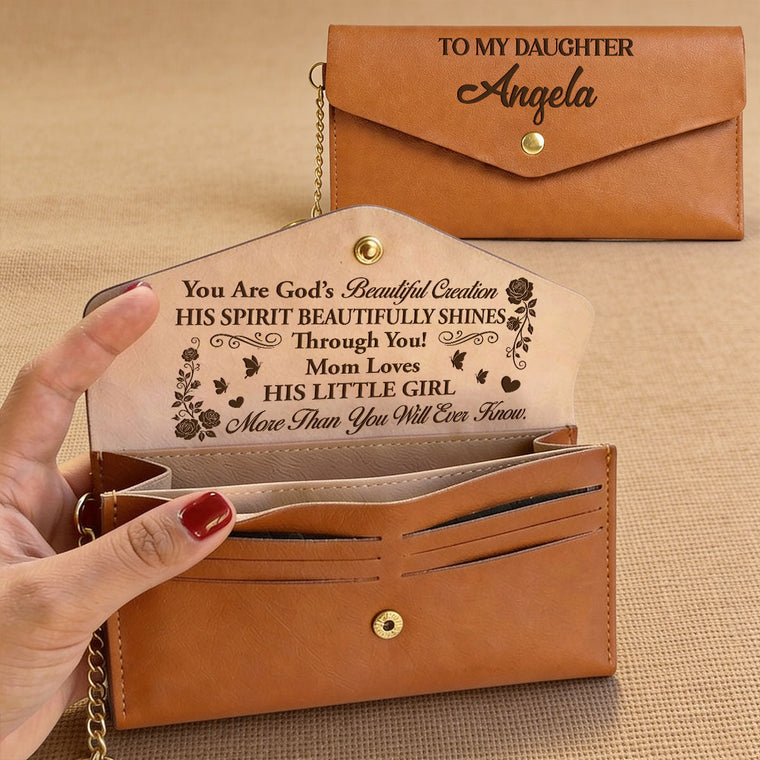 You Are God's Beautiful Creation - Personalized Leather Envelope Wallet