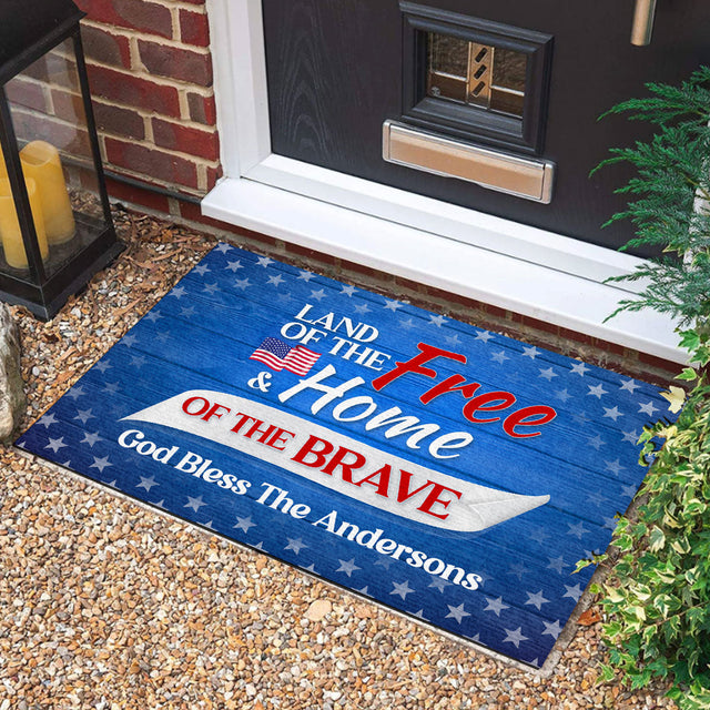 Land Of The Free And Home Of The Brave - Personalized Doormat GDMJS10084