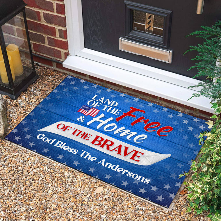 Land Of The Free And Home Of The Brave - Personalized Doormat GDMJS10084