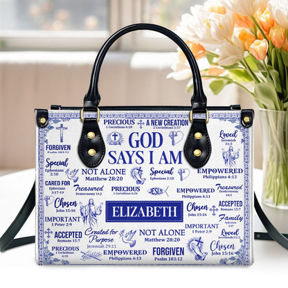 God Says I Am - Personalized Leather Handbag GMJSLB200084