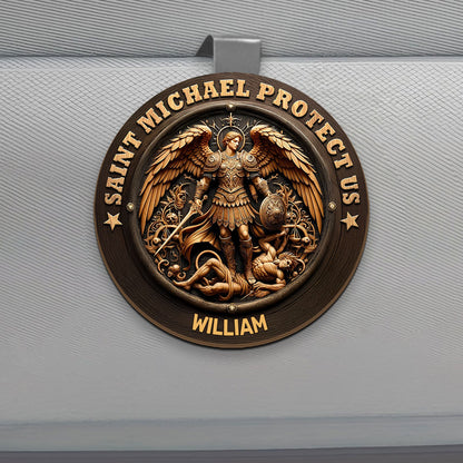 Saint Michael Protect Us - Personalized Car Visor Clip GOTPJS10326