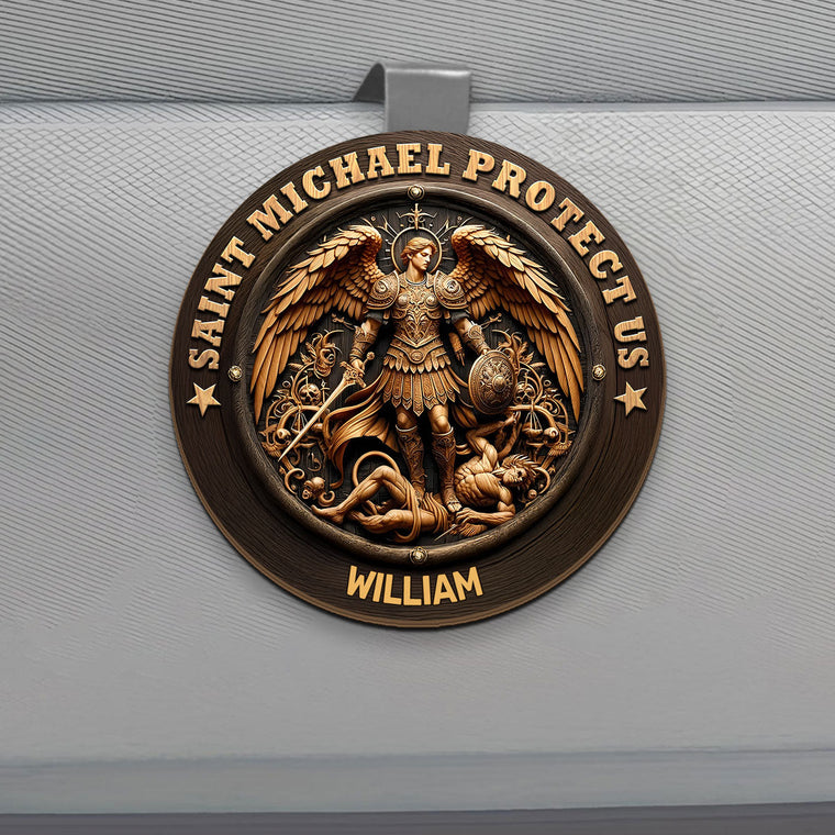 Saint Michael Protect Us - Personalized Car Visor Clip GOTPJS10326