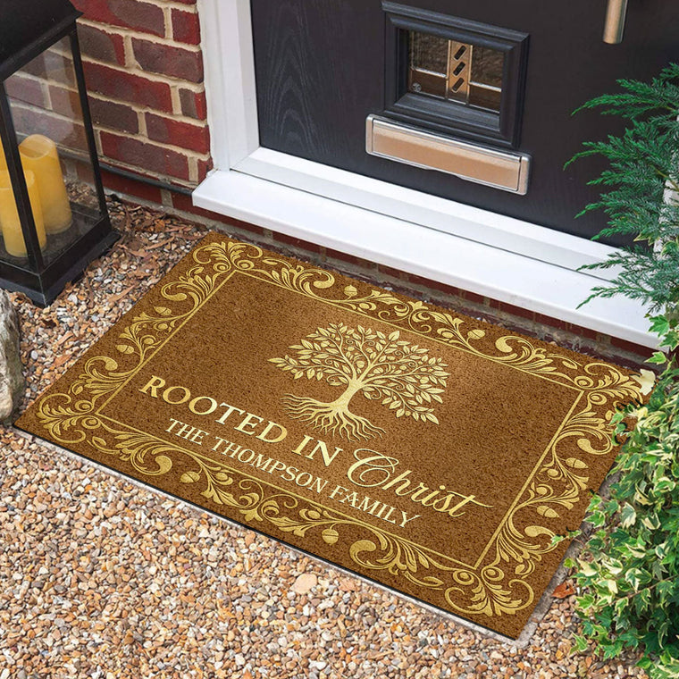 Rooted In Christ - Personalized Doormat for Family