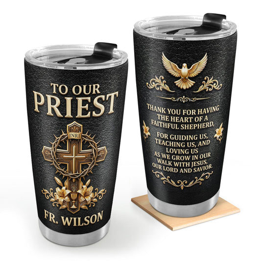Faithful Shepherd - Personalized Stainless Steel Tumbler Gift for Priest