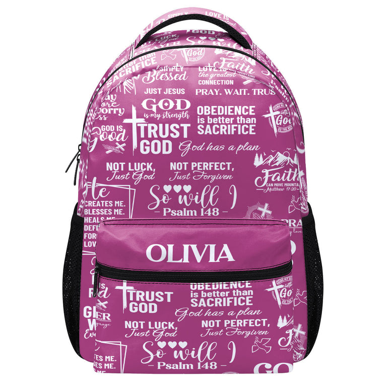 Trust God - Personalized Backpack Faith Christian - Gift for Girls