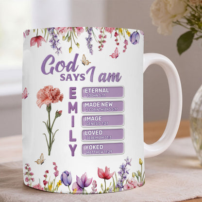 God Says I Am - Personalized Ceramic Coffee Mug