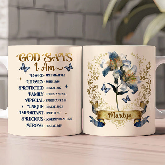 God Says I Am - Personalized Ceramic Coffee Mug