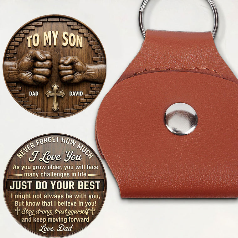 To My Son, My Grandson - Personalized Pocket Hug Keepsake