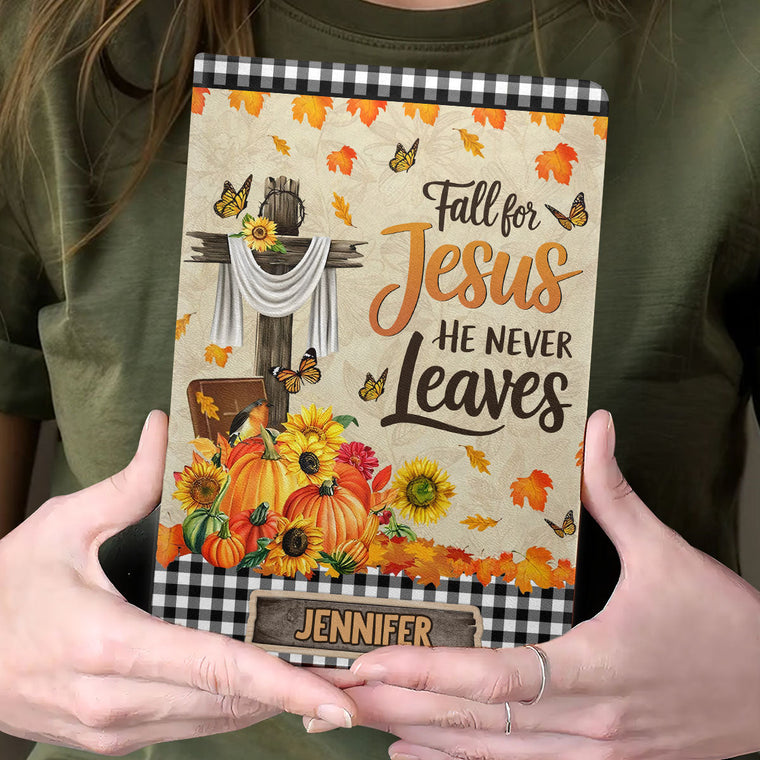 Fall For Jesus - Personalized Leather Cover Notebook GMJSNB200081