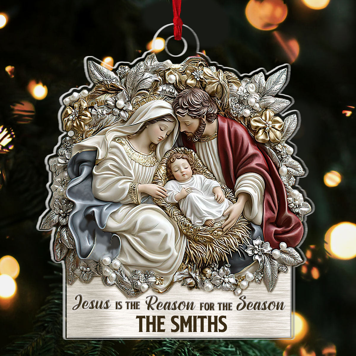 Jesus Is The Reason For The Season - Personalized Acrylic Ornament GOJS10122