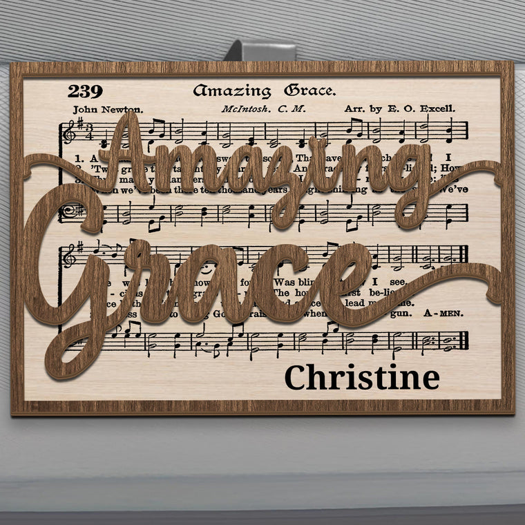 Amazing Grace - Personalized Car Visor Clip - Christian Faith Keepsake