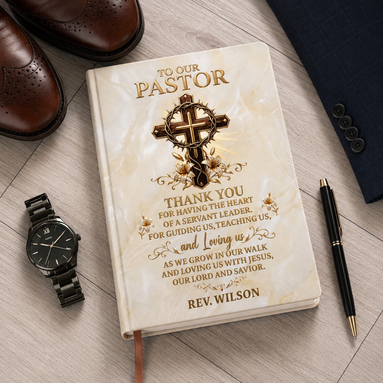Heart Of A Servant Leader - Personalized Leather Cover Notebook GMJSNB200008