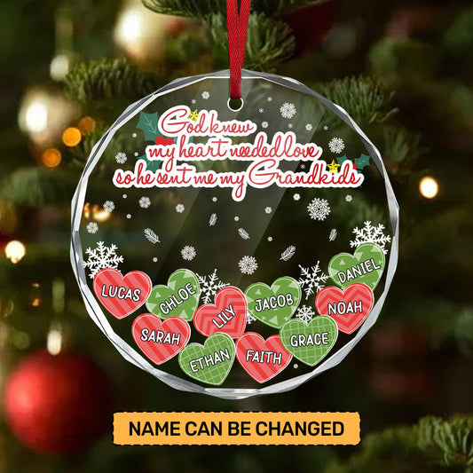 God Knew My Heart Needed Love - Personalized Glass Ornament GOJS10285