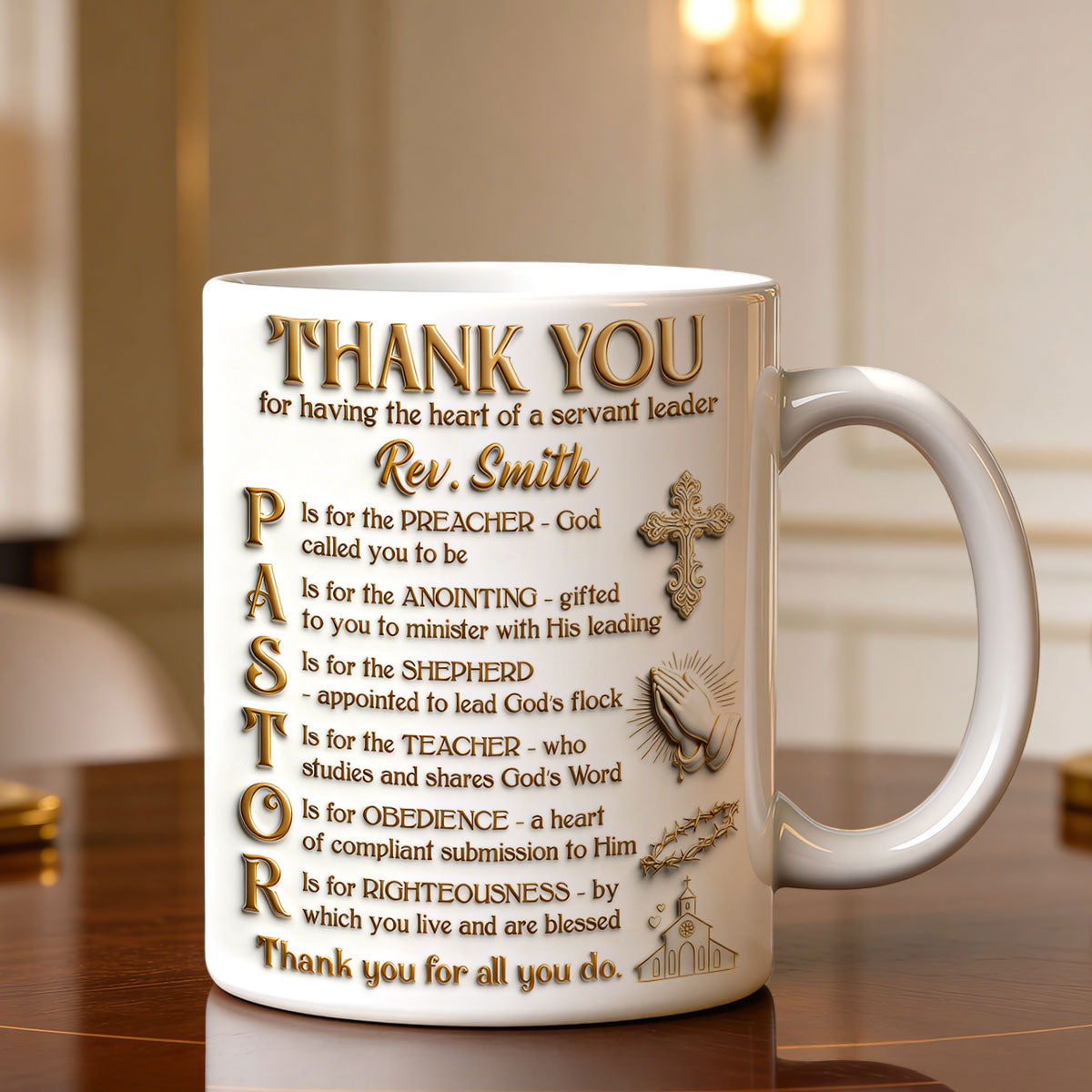 Thank You Pastor - Personalized Ceramic Coffee Mug