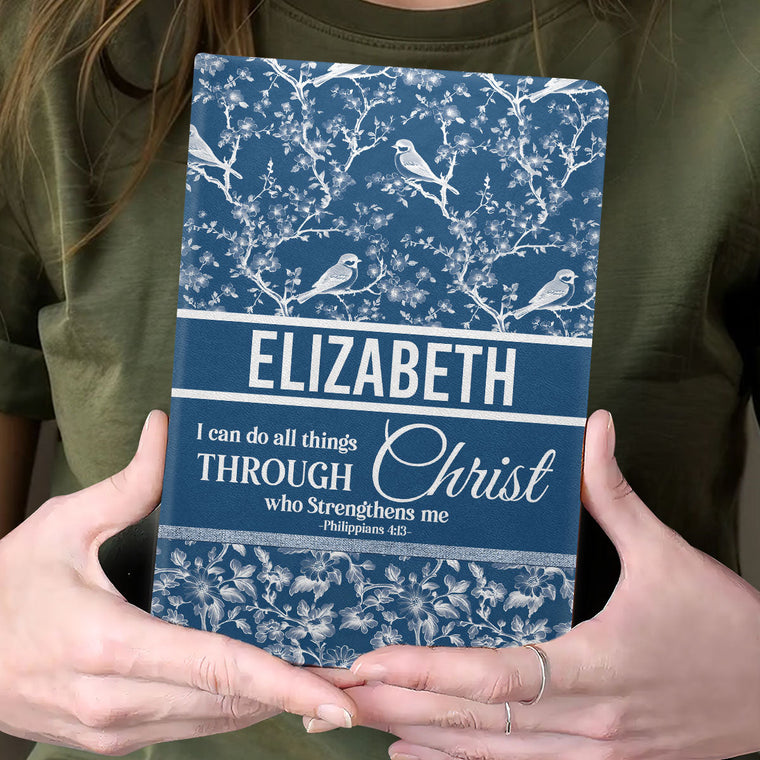 I Can Do All Things Through Christ - Personalized Leather Notebook GMJSNB200062