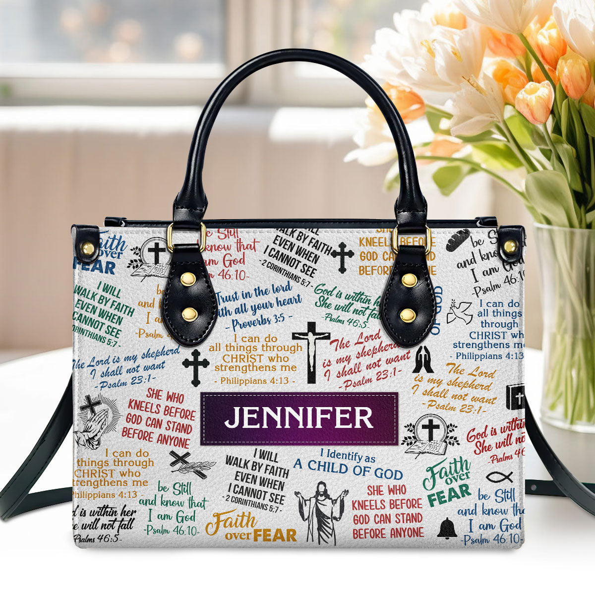 I Will Walk By Faith Quote - Personalized Leather Handbag GMJSLB200092