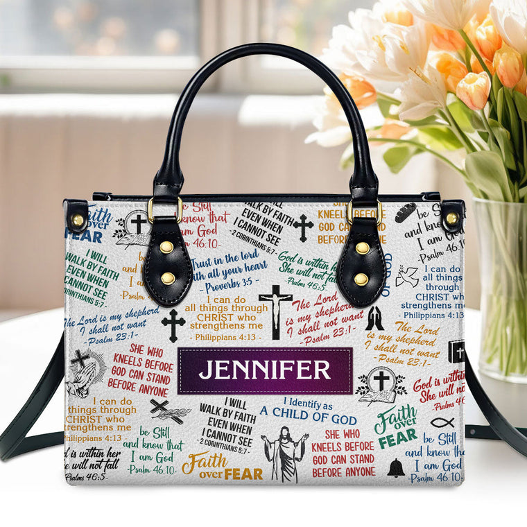I Will Walk By Faith Quote - Personalized Leather Handbag GMJSLB200092