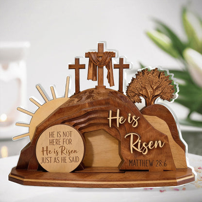 He Is Risen - Personalized Acrylic Plaque - Christian Easter Decor GAPJS10132