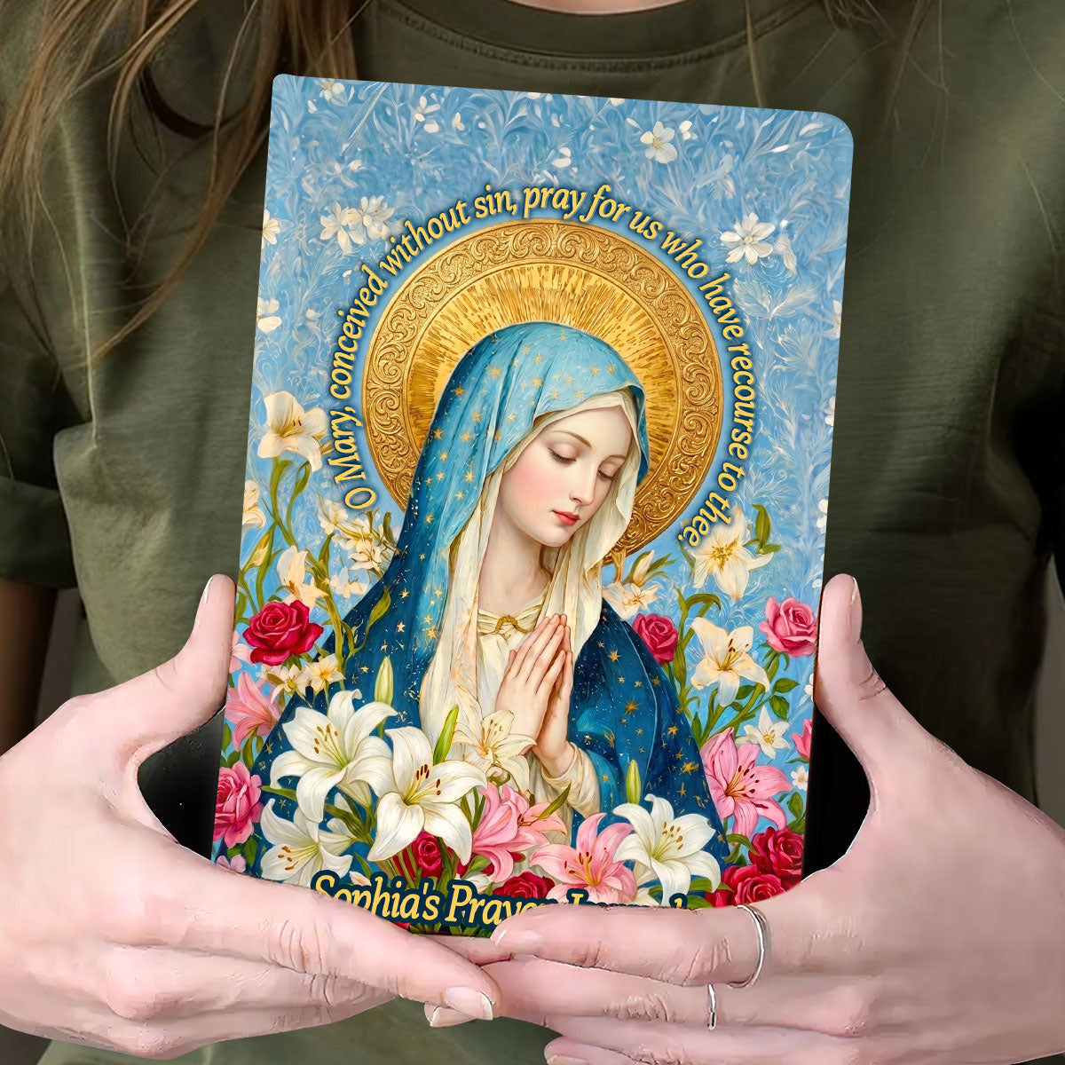 Our Lady Of Grace And Roses - Personalized Leather Cover Notebook GMJSNB200001