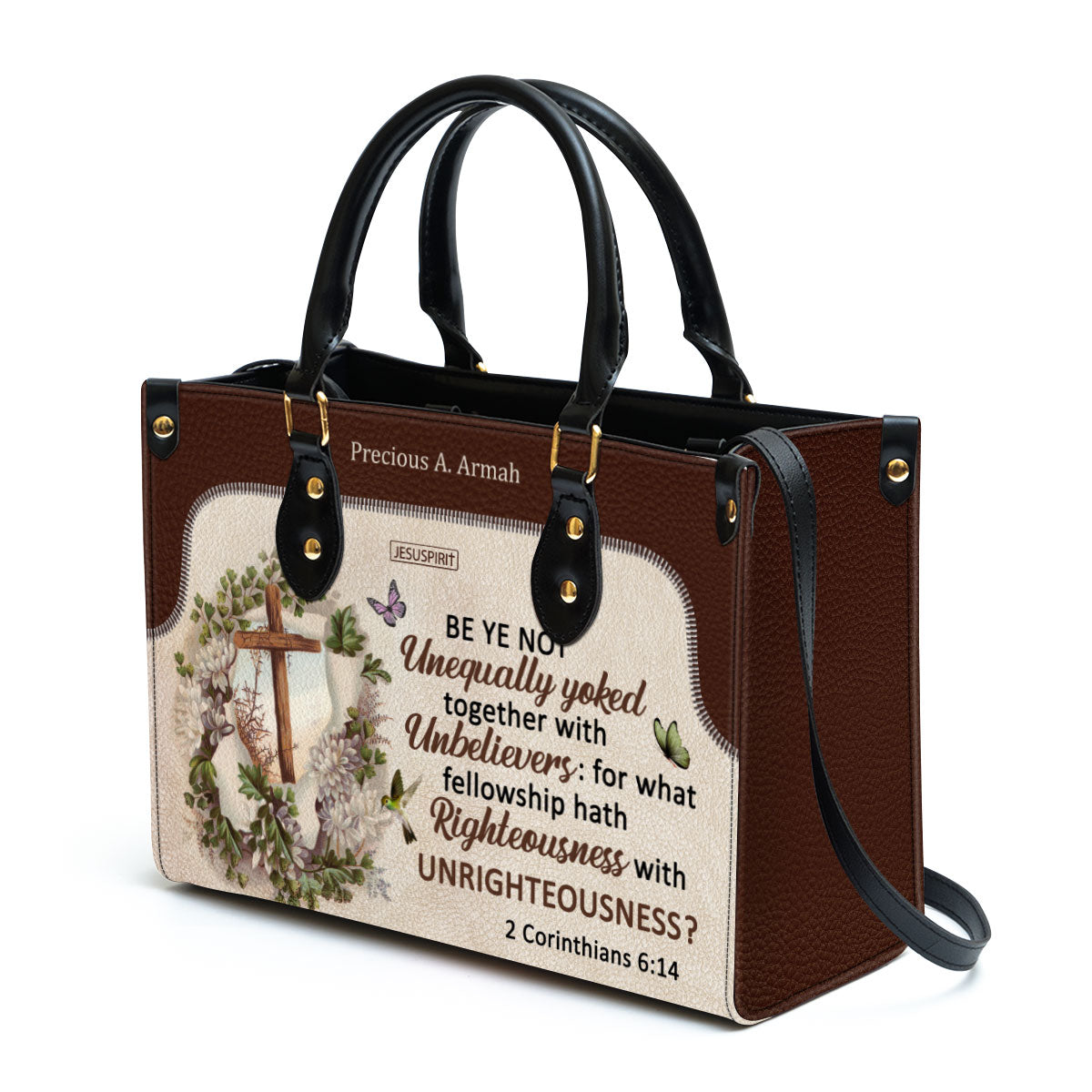 Be Ye Not Unequally Yoked - Personalized Leather Handbag GMJSLB200094