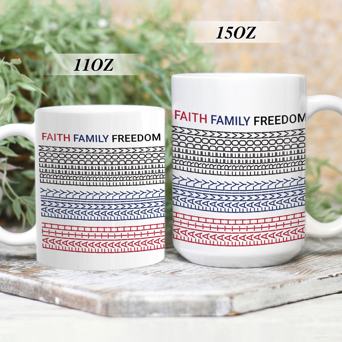 Faith Family Freedom - Inspirational Ceramic Coffee Mug