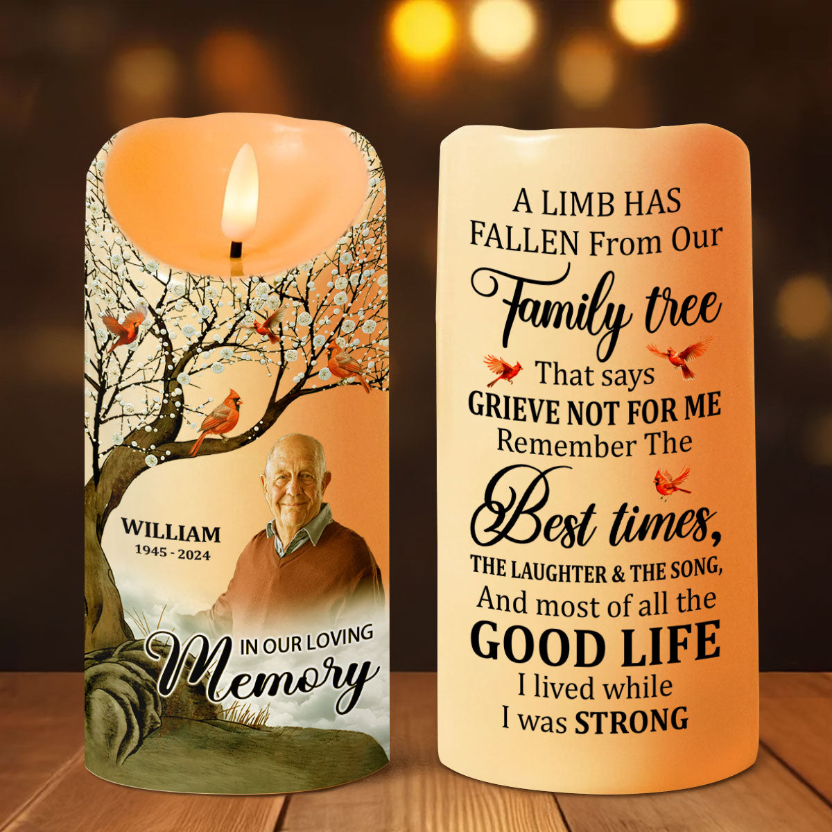 A Limb Has Fallen From Our Family Tree - Personalized Flameless LED Candle