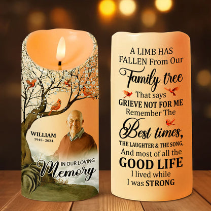 A Limb Has Fallen From Our Family Tree - Personalized Flameless LED Candle