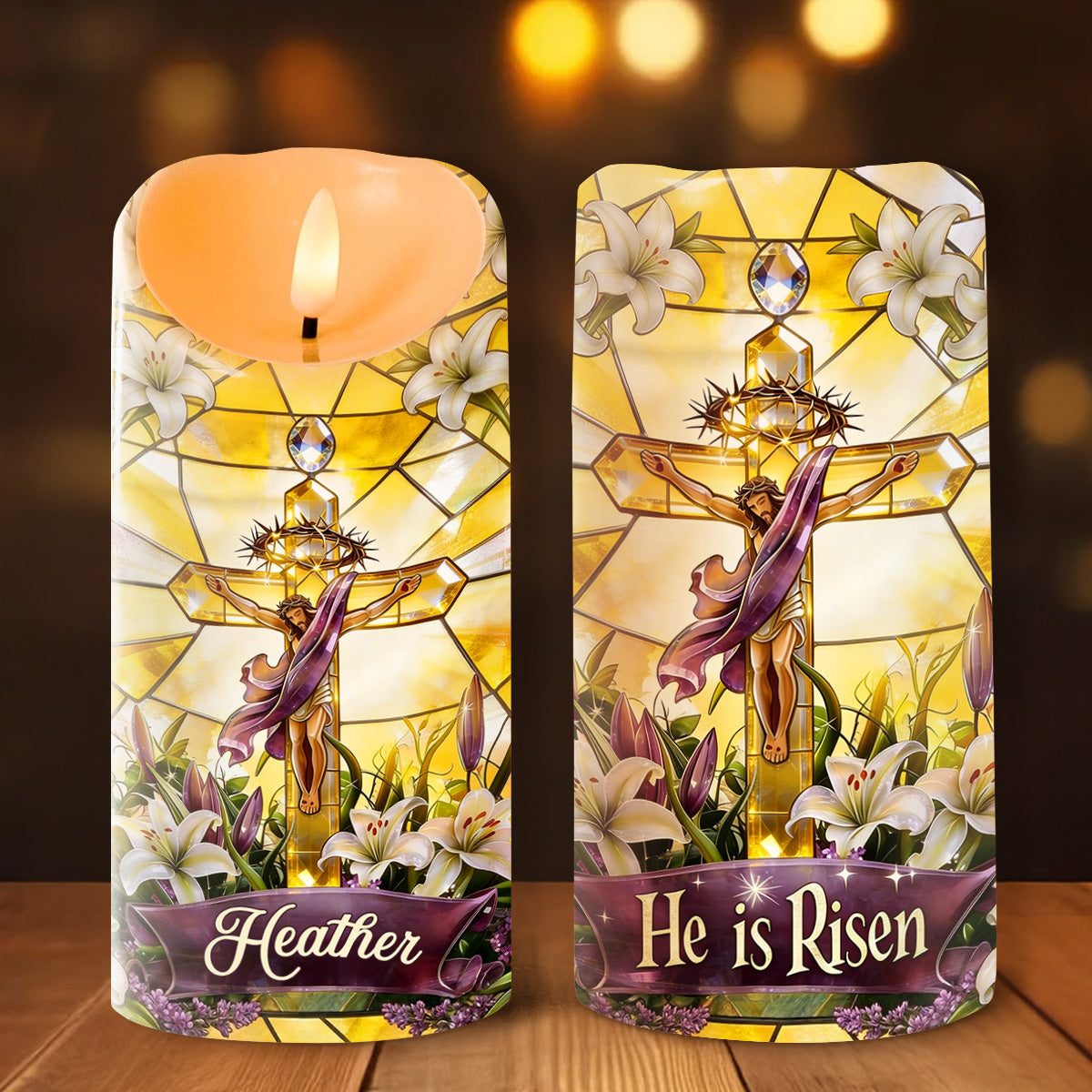 He Is Risen - Personalized Flameless LED Candle