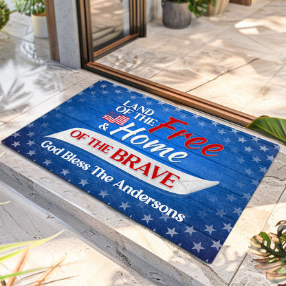 Land Of The Free And Home Of The Brave - Personalized Doormat GDMJS10084