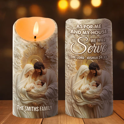 As For Me And My House - Personalized Flameless LED Candle