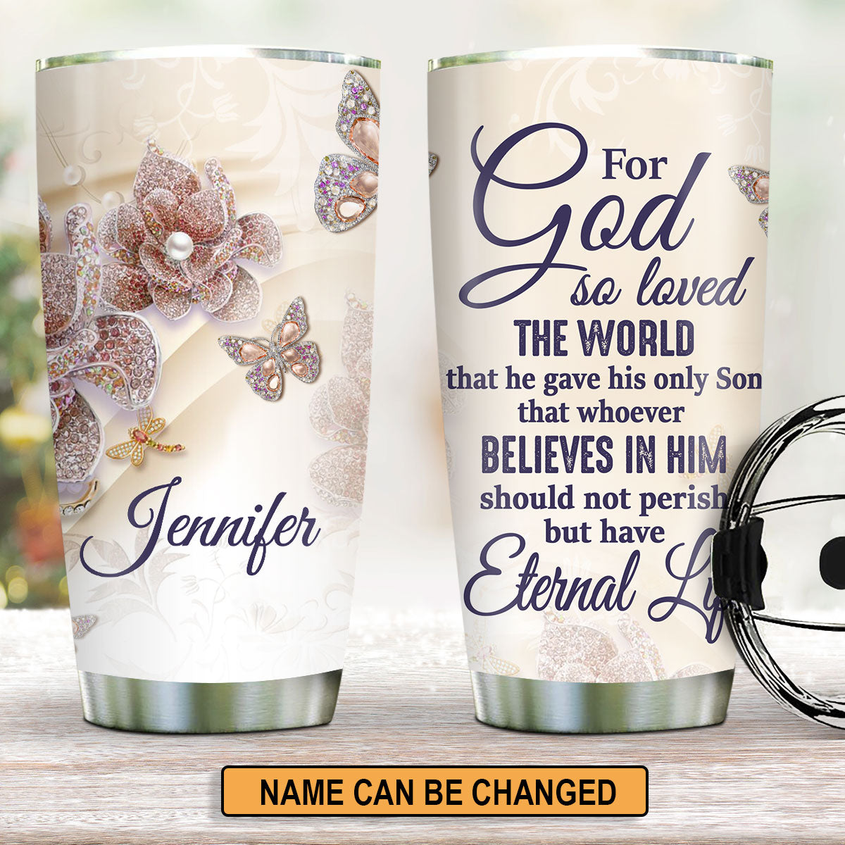 For God So Loved The World - Personalized Stainless Steel Tumbler