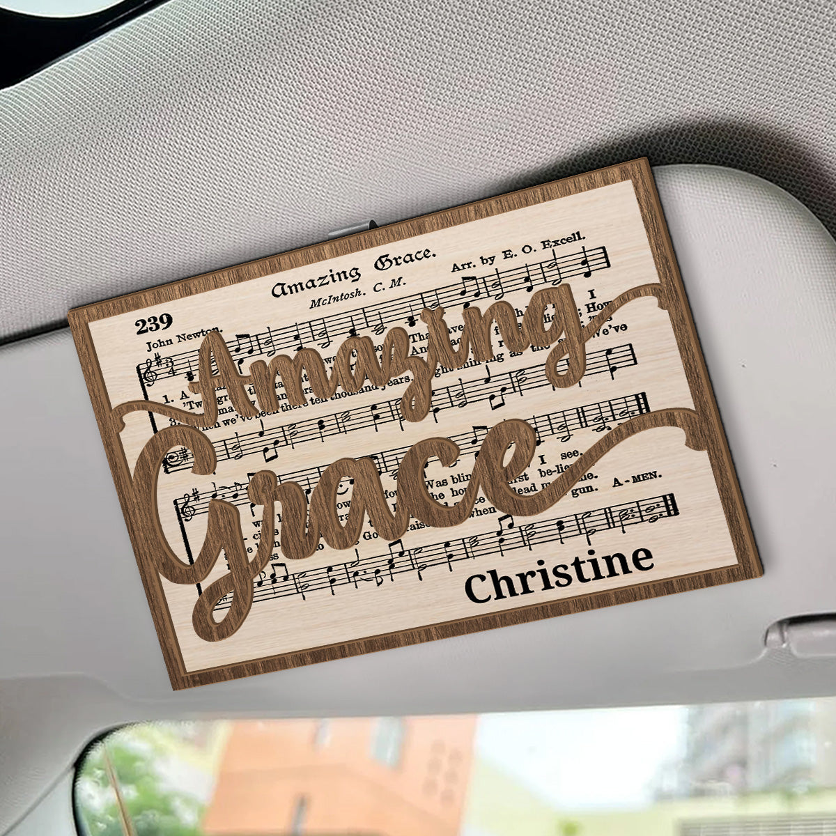 Amazing Grace - Personalized Car Visor Clip - Christian Faith Keepsake