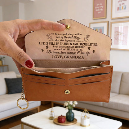 Love You Always - Personalized Leather Envelope Wallet for Daughter