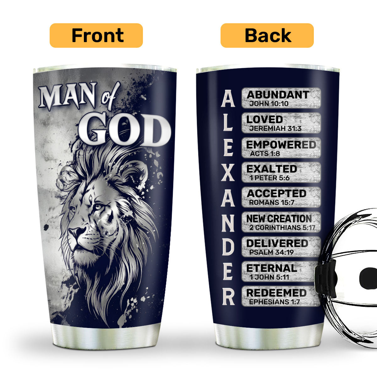 Faith-Inspired Gift for Men - Personalized Stainless Steel Tumbler