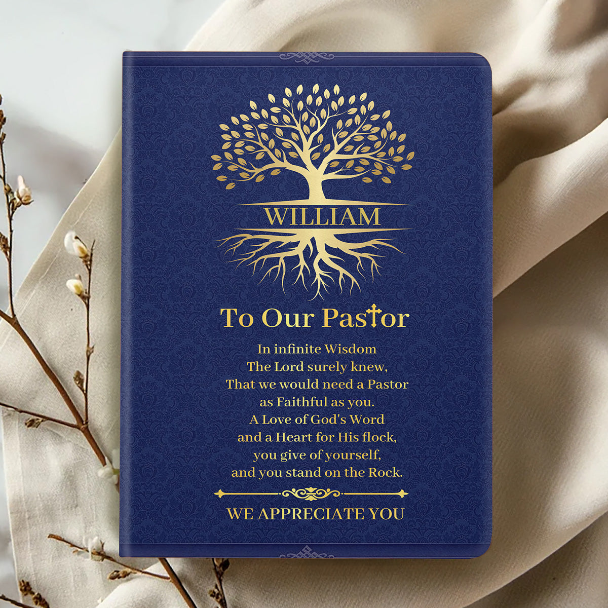 Faith-Inspired Gift for Pastor - Personalized Leather Notebook GMJSNB200085