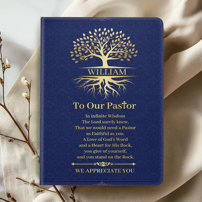 Faith-Inspired Gift for Pastor - Personalized Leather Notebook GMJSNB200085