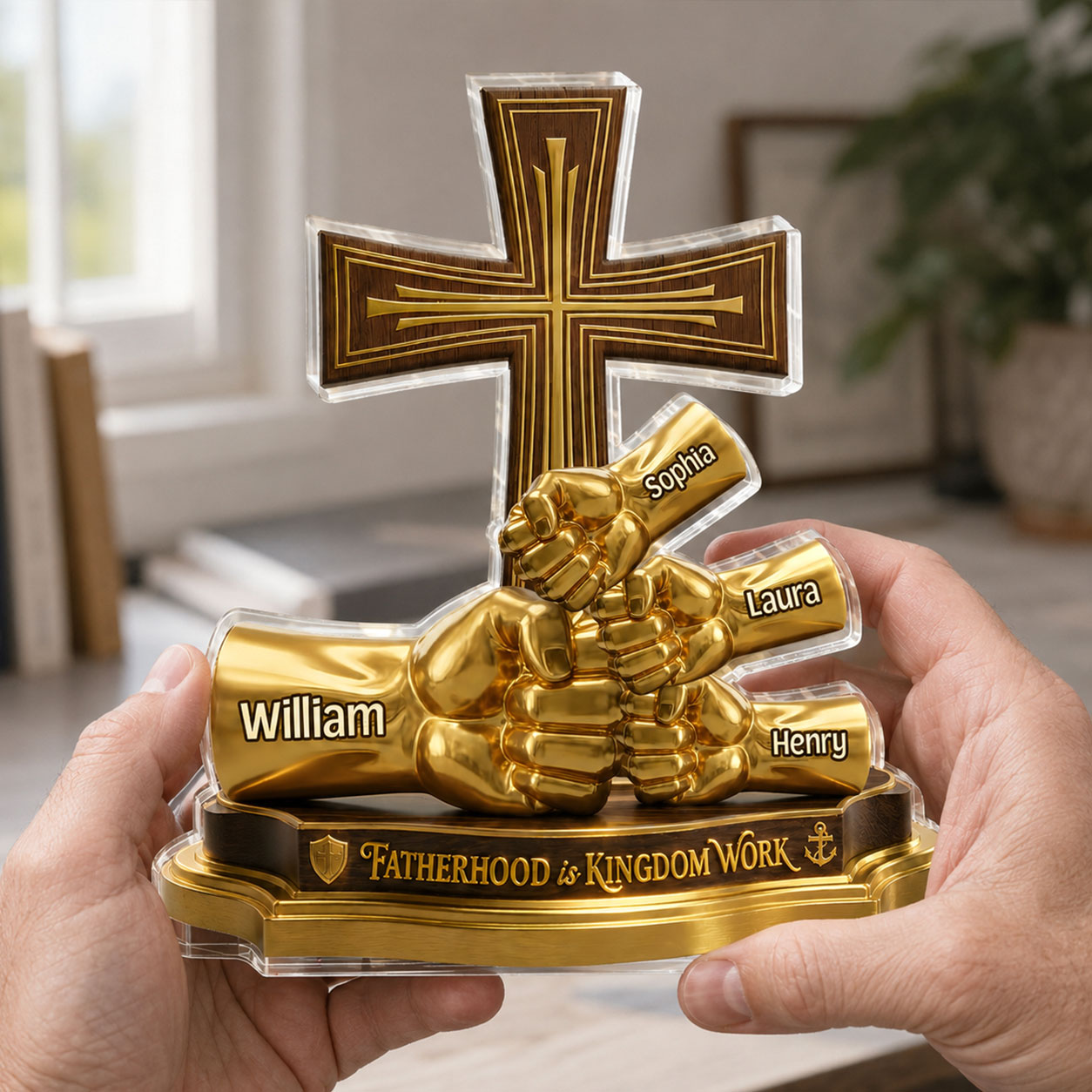 Fatherhood Is Kingdom Work - Personalized Acrylic Plaque GAPJS10054