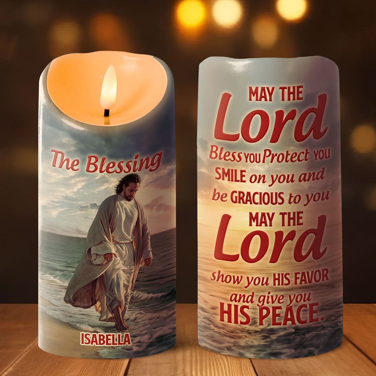 The Blessing - Personalized Flameless LED Candle - Inspirational Faith Decor