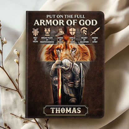 Put On The Full Armor Of God - Personalized Leather Notebook GMJSNB200065
