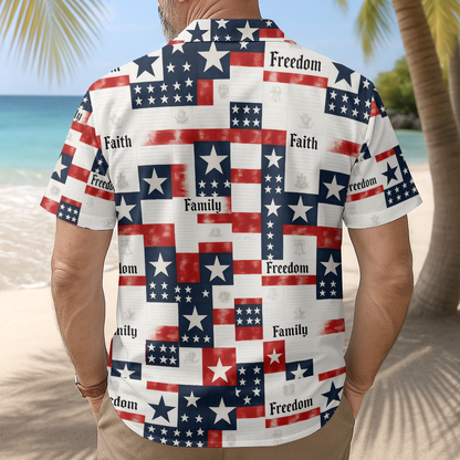 Faith Family Freedom - Personalized Hawaiian Shirt - Gift For Men