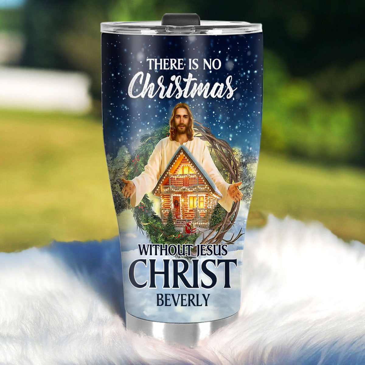 There Is No Christmas Without Jesus - Personalized Stainless Steel Tumbler