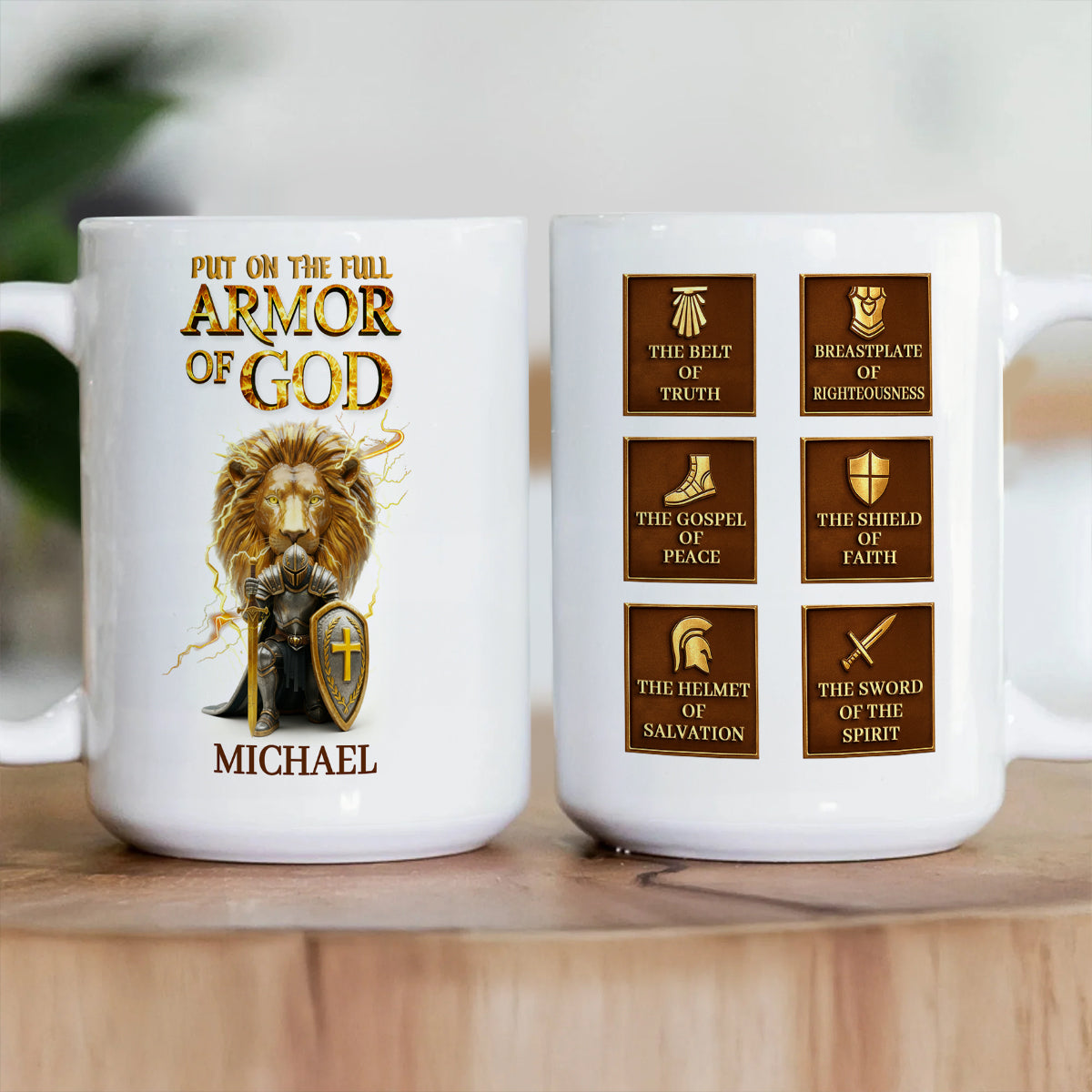 Put On The Full Armor Of God - Personalized Ceramic Coffee Mug
