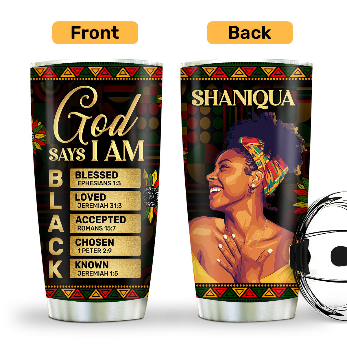 God Says I Am Black - Personalized Stainless Steel Tumbler