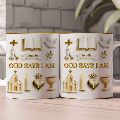 God Says I Am - Personalized Ceramic Coffee Mug